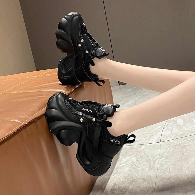 Summer Mesh Platform Sneakers 7.5cm Heels for Women - True-Deals-Club