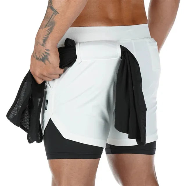 Quick Dry Fitness, Running, Workout Shorts 2 in 1 for Men - true-deals-club