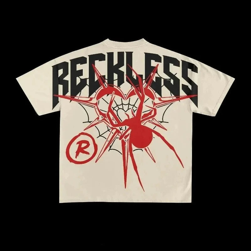 Reckless Beige Unisex Cotton Graphic Tees - Y2K Style - true-deals-club