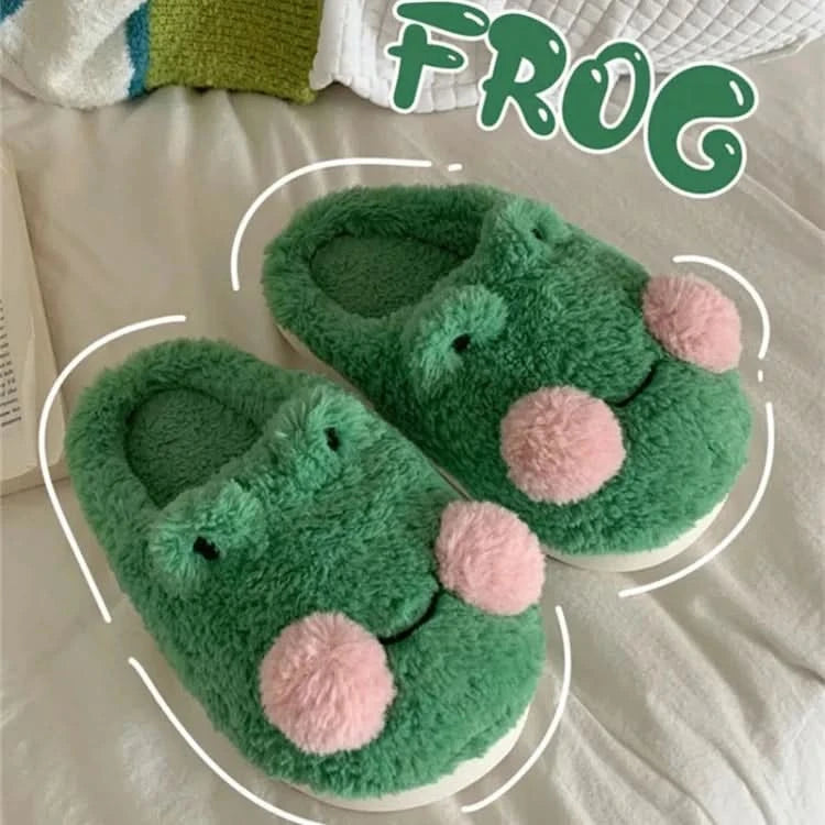 Frog Plush Slippers | Unisex Cute and Funny Indoor Shoes