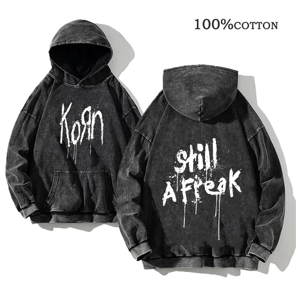 Korn Rock Band World Tour Hoodie | Vintage Washed Cotton Pullover.