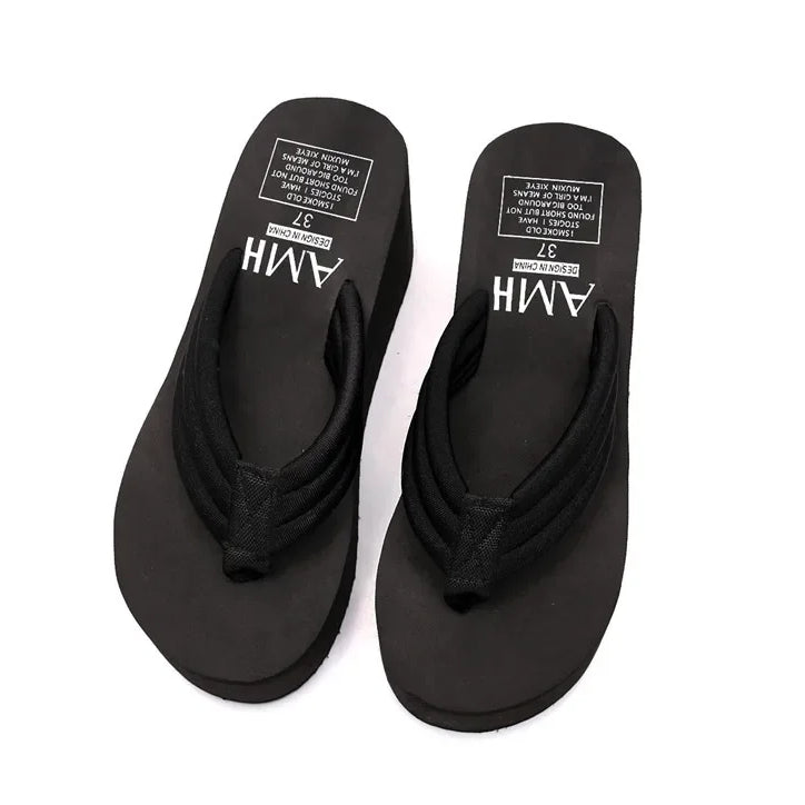 Comfy Wedge Flip Flops Black for Women: Stylish and Comfortable - true deals club