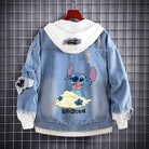 Cartoon Jacket - Denim Jean Jacket with Stitch Inspired Hood - true deals club