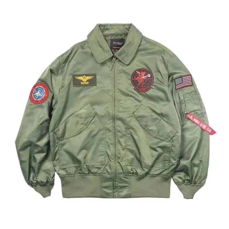 Aviator Jacket for Men - TOP GUN Patched Military Thin Jacket - true deals club