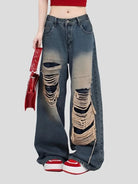 Mopping Style Wide Leg Baggy Jeans - true-deals-club