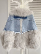 Loose Detachable Bomber Fur Denim Jacket for Women - True-Deals-Club