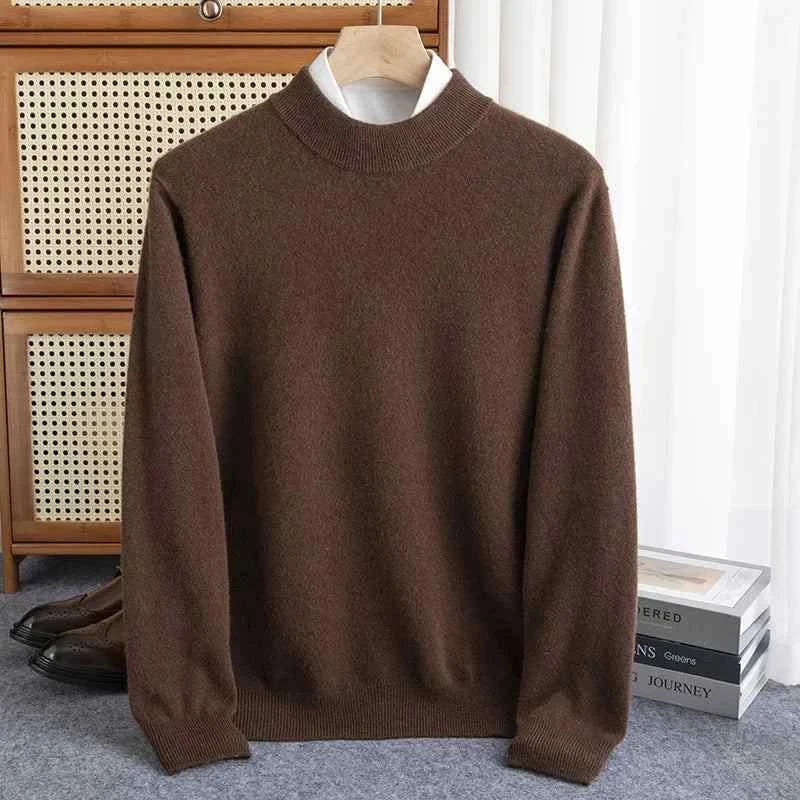 Sweater for Men | Men's 100% Wool Pullover Half-high Collar Sweater - true deals club