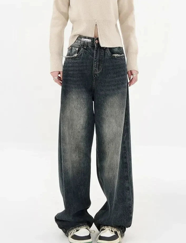 High Waist Loose Wide Leg Y2K Denim Trousers - true-deals-club