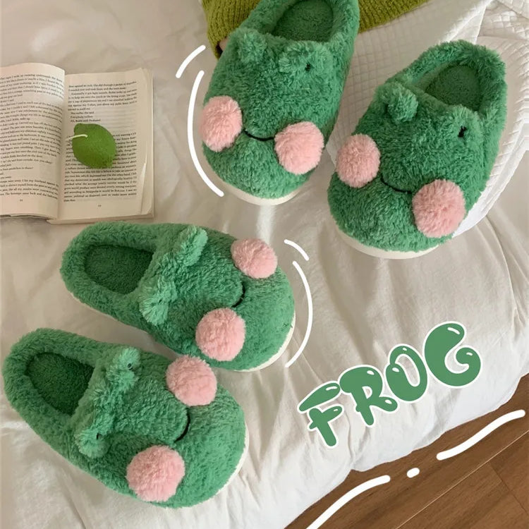 Unisex Lovely Frog Cotton Slippers - True-Deals-Club