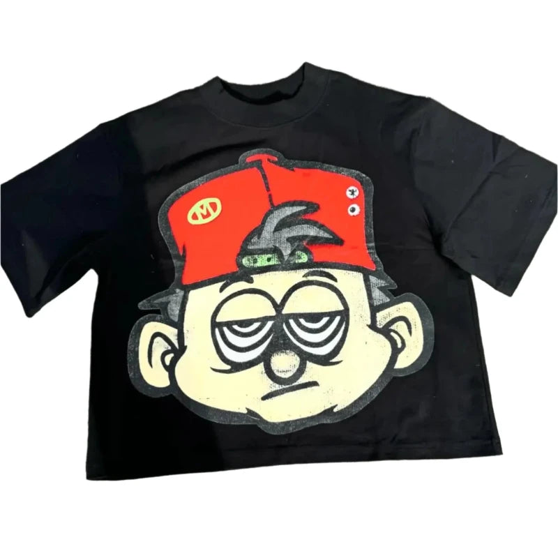 Big Head Tee - Oversized Graphic Trendy Cartoon T-Shirt - true deals club