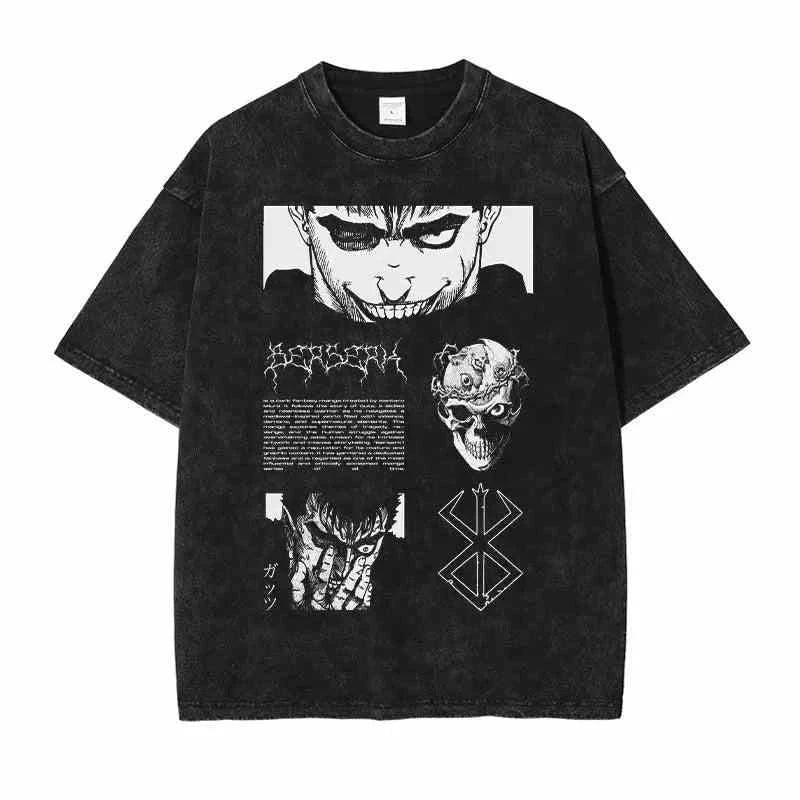 Anime Kenpuu Denki T-shirt - Oversized Streetwear Washed Tops - true deals club