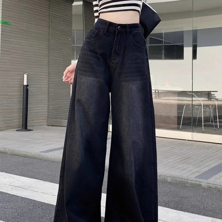 Fried Straight Wide-Leg Denim Pants: Hot Girl Baggy Jeans for Y2K Street Vintage Women - true-deals-club