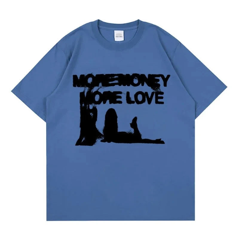 More Money More Love Cotton Oversized Graphic Tee for Men - true-deals-club