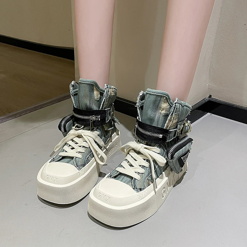 Ankle Boots Denim Platform Luxury for Women - True-Deals-Club