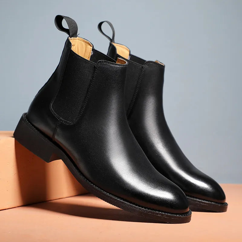 Elegant Slip-On Leather Chelsea Boots for Men - True-Deals-Club