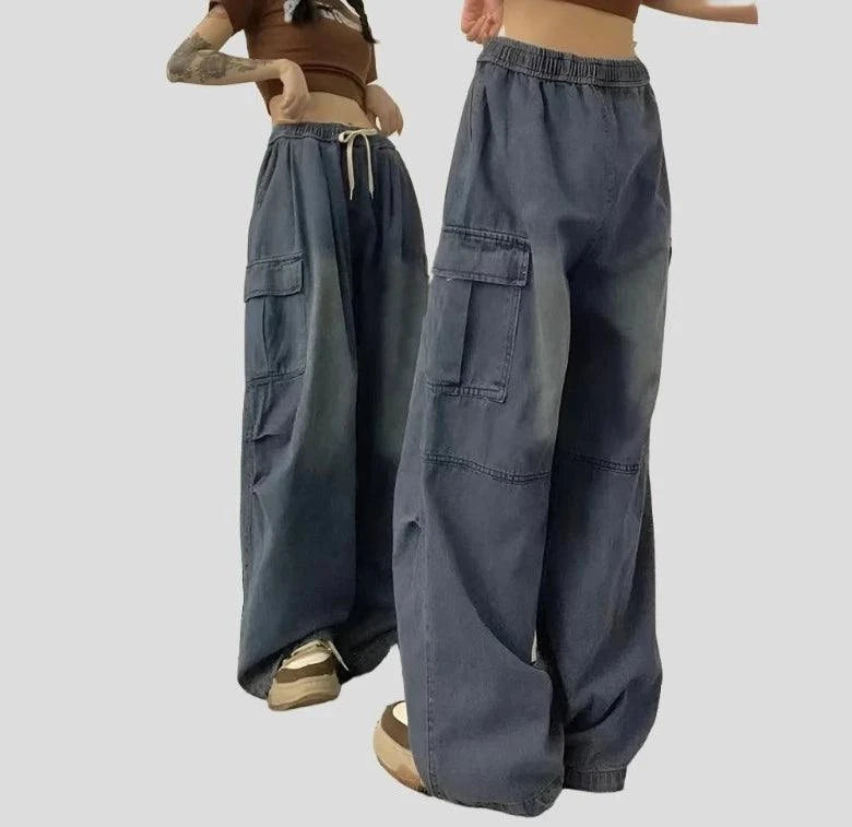 2000 Y2K: Baggy Cargo Wide Leg Pants - Grunge Streetwear for Women - true-deals-club