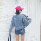 Short Denim Jacket with Cartoon Embroidered Sequins for Teens - True-Deals-Club