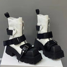 Women's Belt Buckle Zipper Fashion Boots - True-Deals-Club