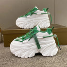 8cm Chunky Heel Women's Sneakers Solid Color Platform - True-Deals-Club