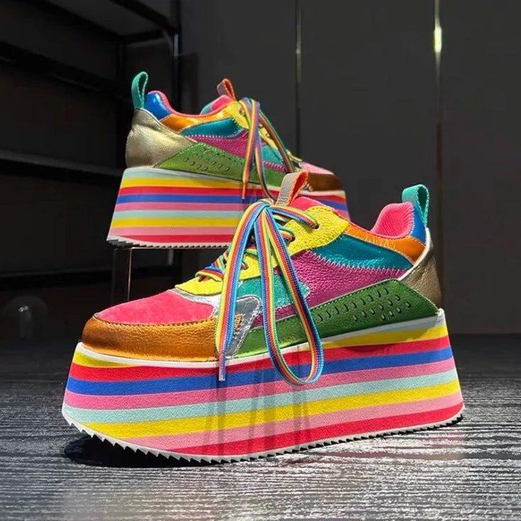 Colorful High Platform Women's Sneakers Spring/Autumn - true-deals-club
