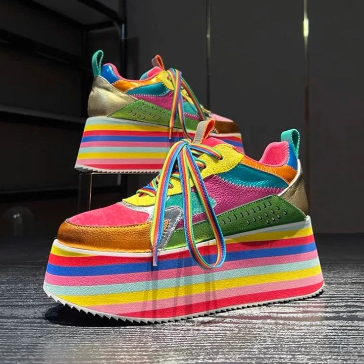 Colorful High Platform Sneakers for Women - true-deals-club