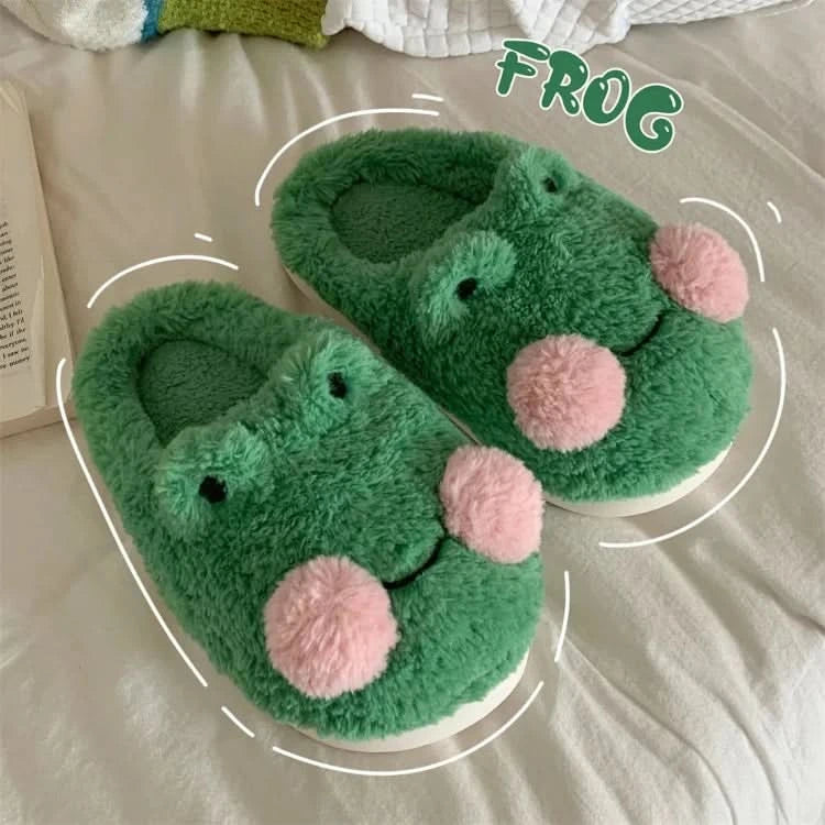 Frog Plush Slippers | Unisex Cute and Funny Indoor Shoes