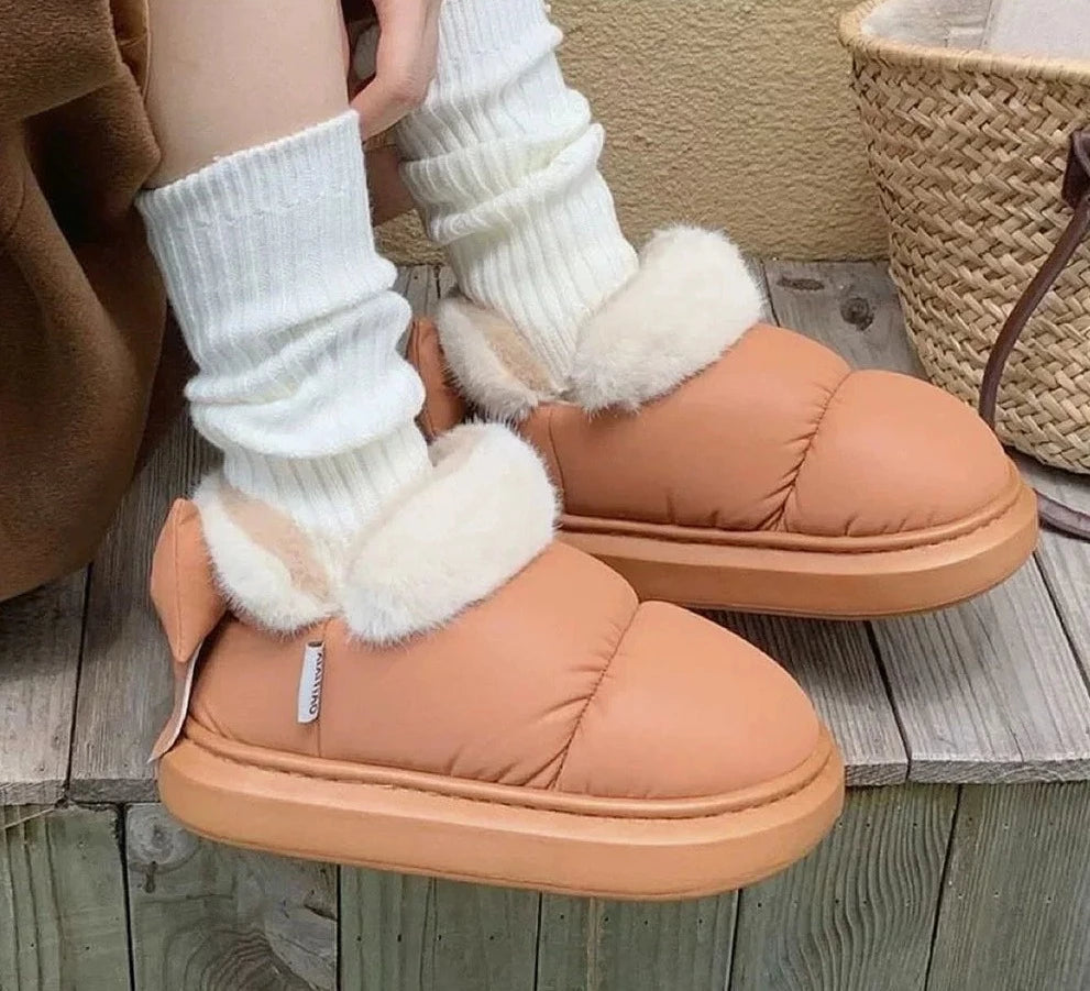 Winter Women's Cute Warm Bow Ankle Boots - True-Deals-Club