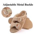 Plush Cork Footbed Furry Slippers for Women - True-Deals-Club