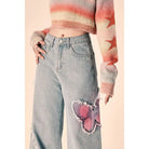 Wide Leg Trousers: Women's Butterfly Jeans - true-deals-club