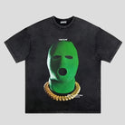 Vintage Green Hood Gangster Oversize Tee: Streetwear Statement - true-deals-club