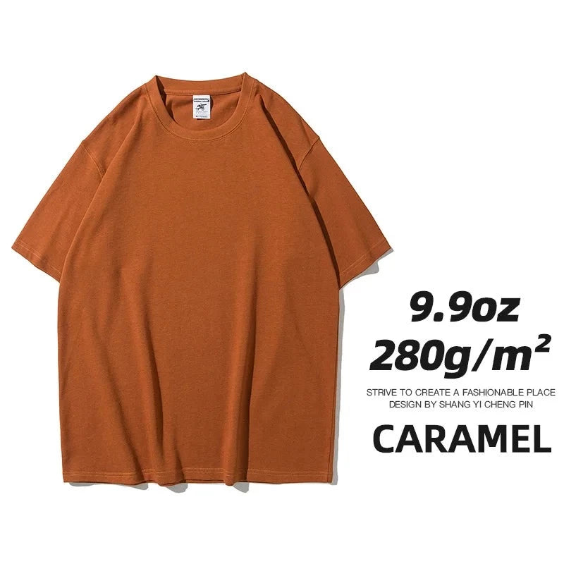 9.9oz High-Quality Oversized Unisex Heavy T-Shirt - Short Sleeve, Solid Color - true-deals-club