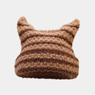 Knit Striped Beanie: Cozy Headwear Cute Cat Ears Essential - true-deals-club