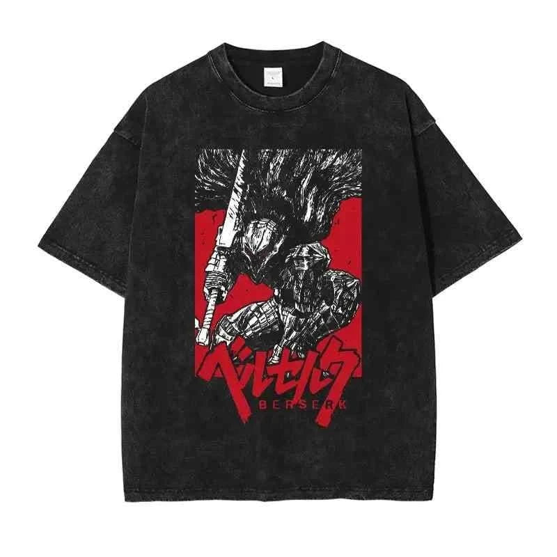 Anime Kenpuu Denki T-shirt - Oversized Streetwear Washed Tops - true deals club