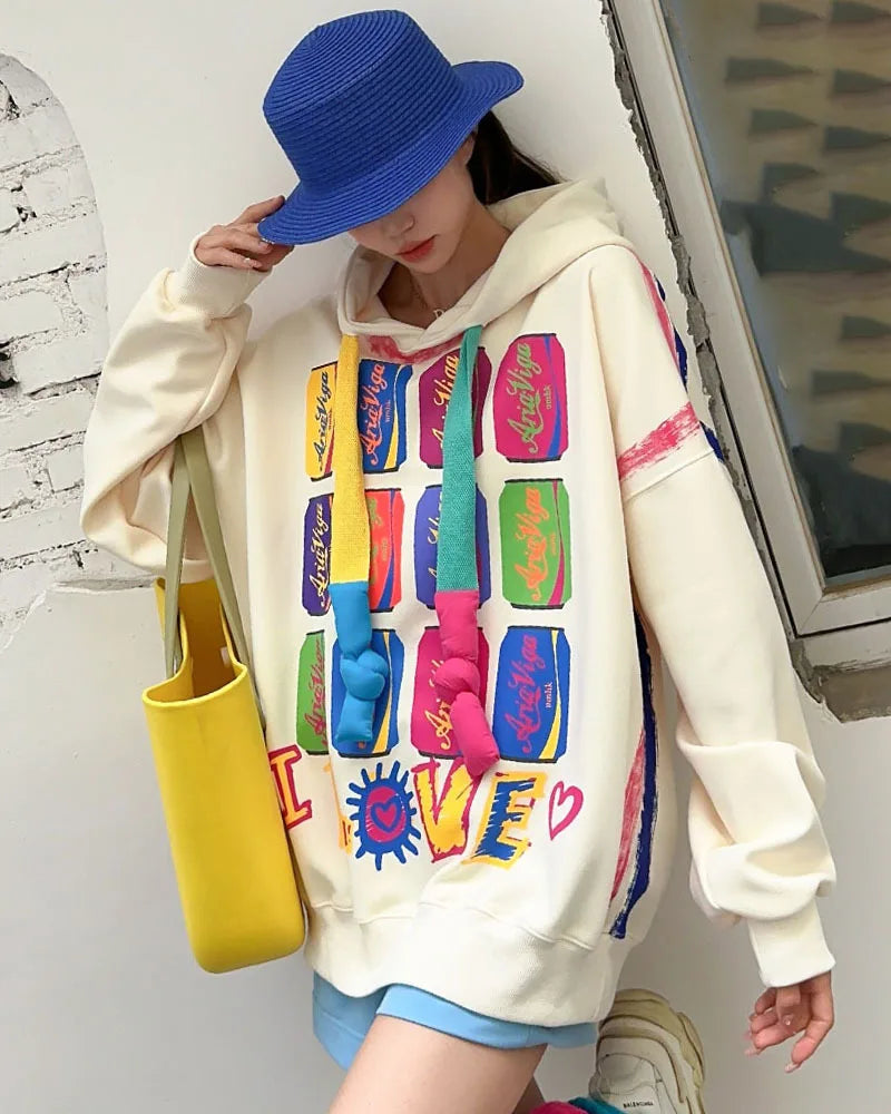 Cute Sweatshirts for Women - Cotton Graffiti Y2k Hoodies - true deals club