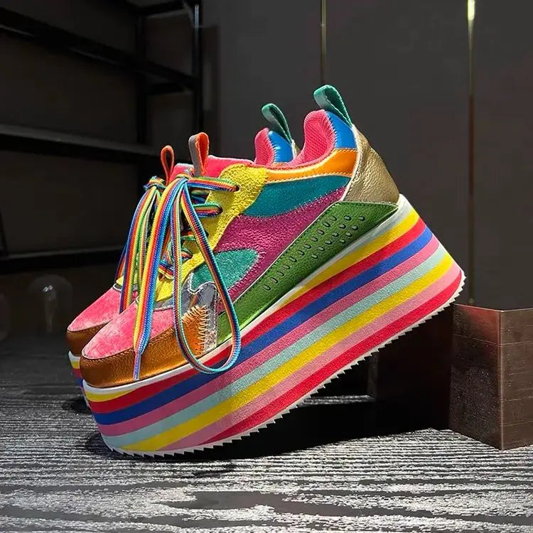 Colorful High Platform Women's Sneakers Spring/Autumn - True-Deals-Club