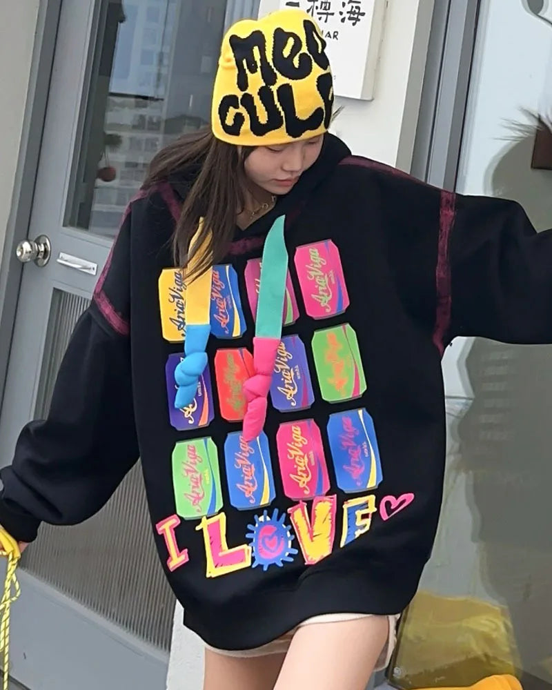 Cute Sweatshirts for Women - Cotton Graffiti Y2k Hoodies - true deals club