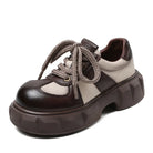 Retro Sneakers for Women - Mixed Colors Leather Wedges - true-deals-club