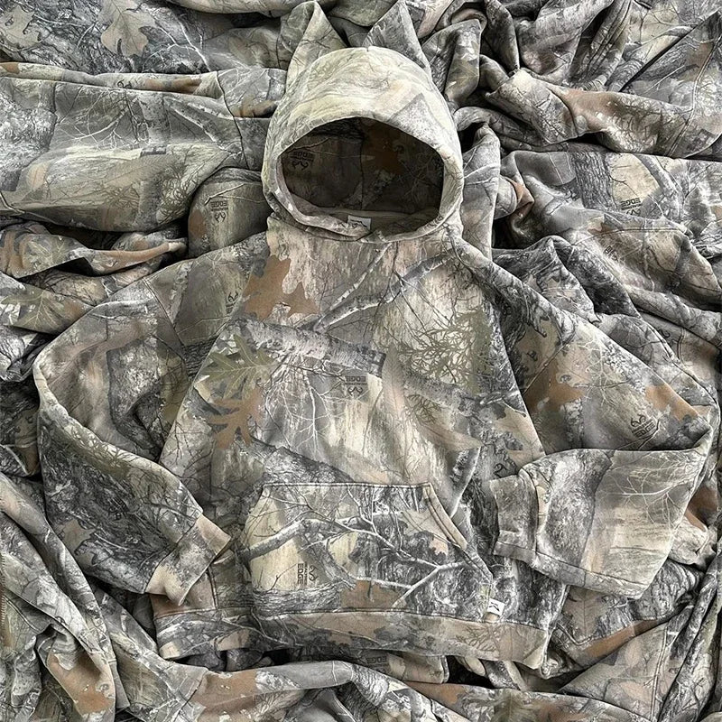 Y2K Camouflage Retro Pullover Hoodie | Unisex High Street Style.