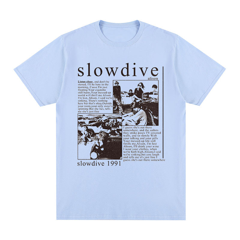 Unisex Vintage 1991 Slow Dive Alison Print T-shirts - true-deals-club