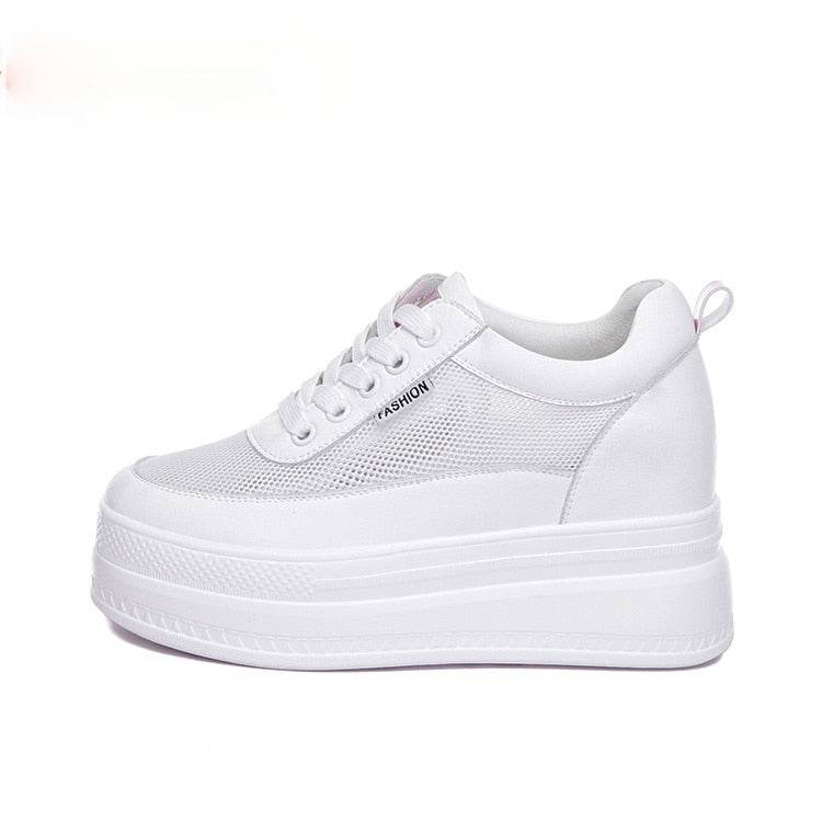 Women's 9cm Platform Wedges Closed Sneakers - true-deals-club