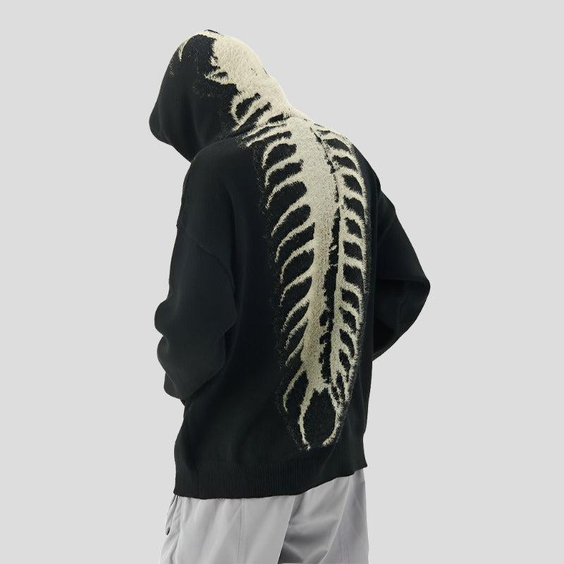 Centipede Bone Knitted Loose Hoodie Streetwear Sweatshirt for Men - true-deals-club