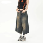 Vintage Streetwear Wide Leg Denim Shorts: Y2K Fashion Loose Knee-Length Pants - true-deals-club