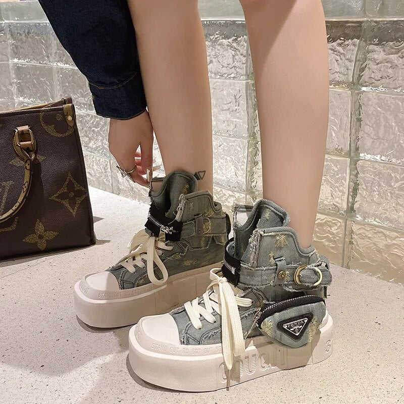 Women's Gothic Denim Short Ankle Boots - True-Deals-Club