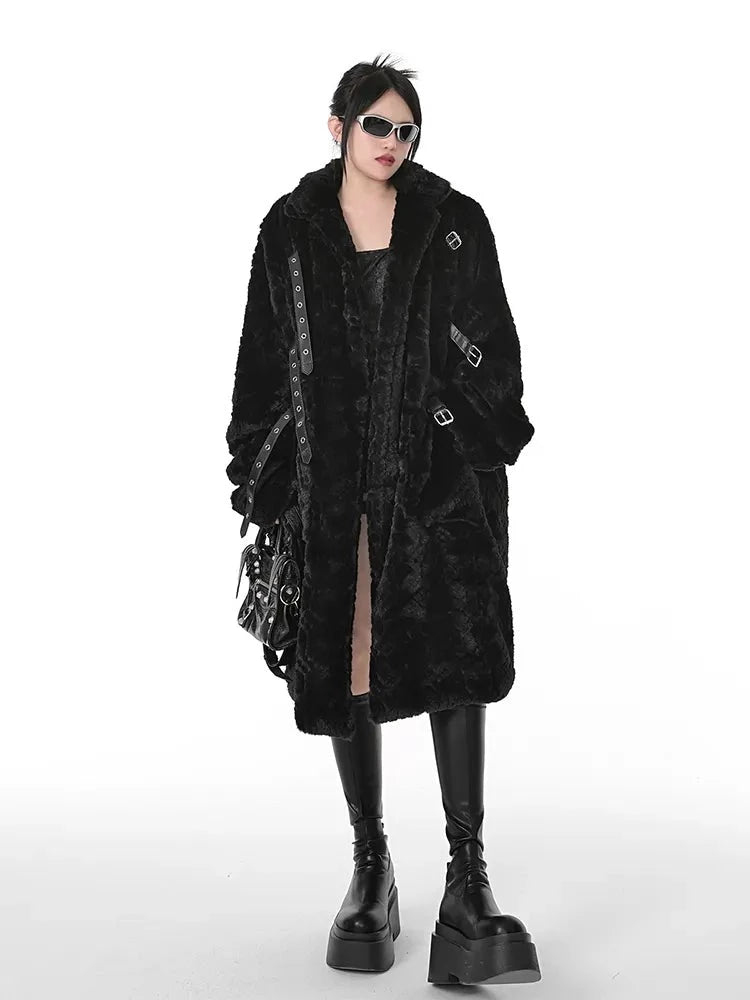 Punk Style Winter Women's Long Faux Fur Thick Jacket - True-Deals-Club