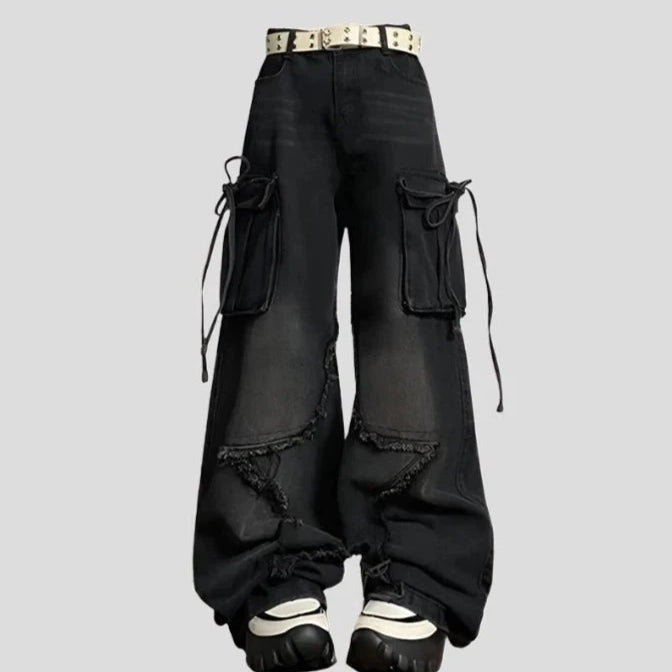 Emo Pants Baggy Black Denim Gothic Women's Cargo Jeans - true-deals-club