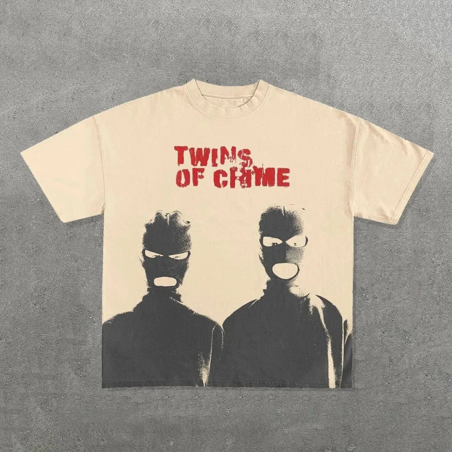 Twins of Crime Oversized Hip-Hop Graphic T-Shirt for Men & Women – Streetwear Rap Tee