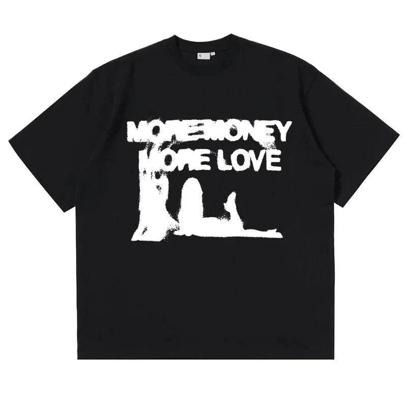 More Money More Love Cotton Oversized Graphic Tee for Men - true-deals-club