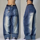 High Waisted Baggy Jeans - Multi-pocket - true-deals-club