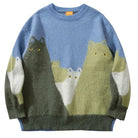 Cat Graphic Knitted Men's Oversized Sweater - True-Deals-Club