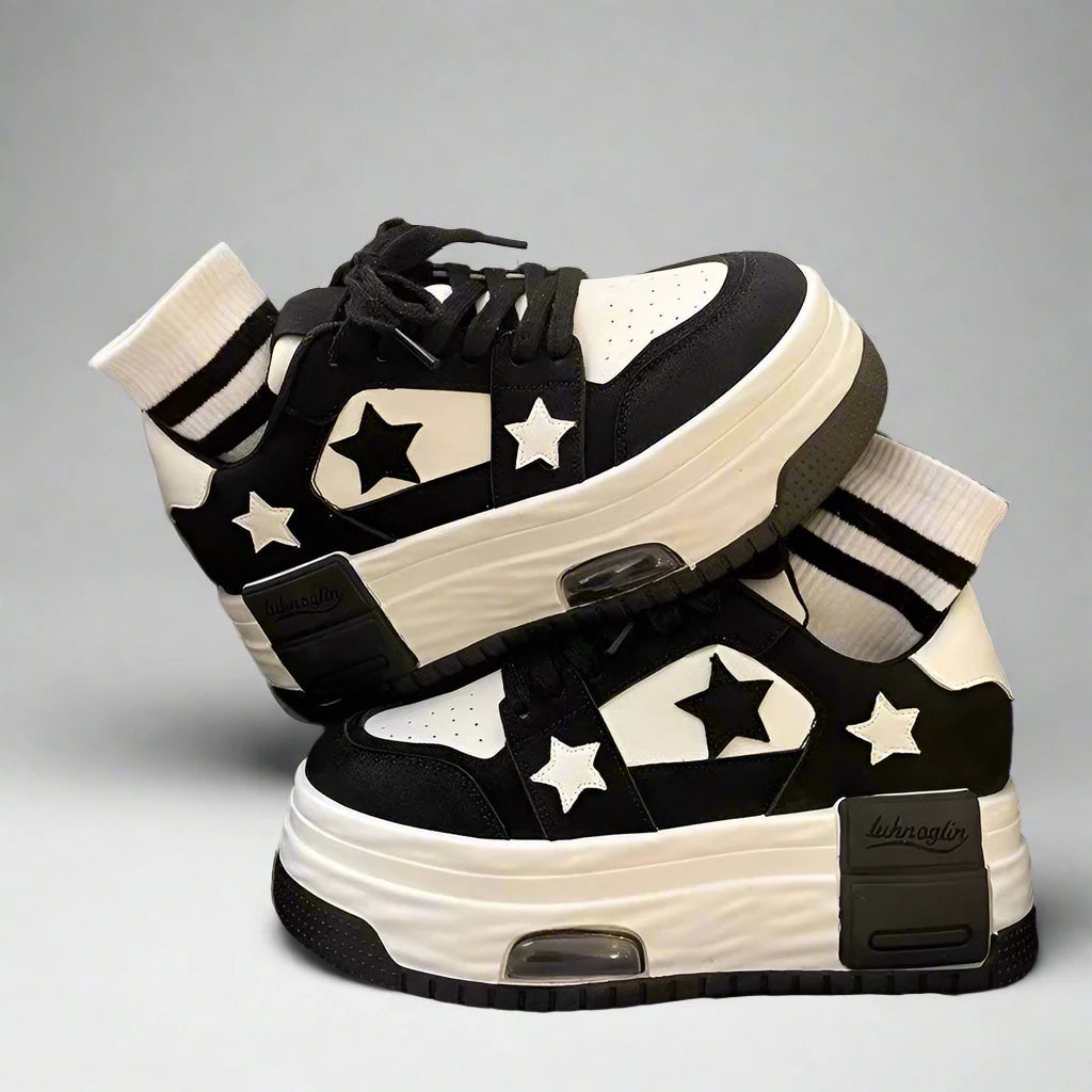 Thick Platform Shoes Stars Trainers: Chunky Platform Sneakers - true-deals-club